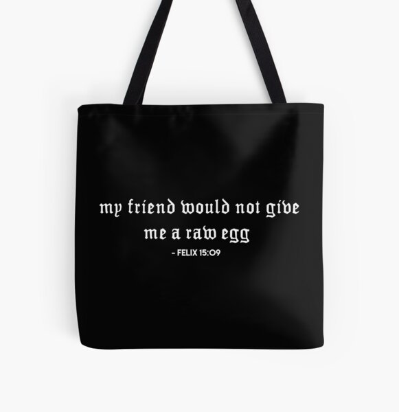 STRAY KIDS Felix's Raw Egg Bible Quote All Over Print Tote Bag RB0508 product Offical Stray Kids Merch