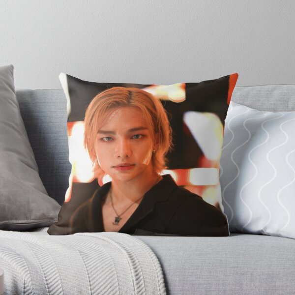 Blonde Hyunjin Stray Kids Throw Pillow RB0508 product Offical Stray Kids Merch