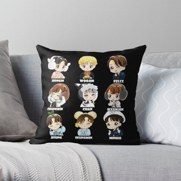 KPOP STRAY KIDS CHIBI ALL MEMBERS Throw Pillow RB0508 product Offical Stray Kids Merch