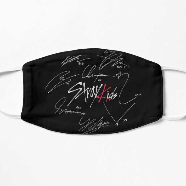 Stray Kids OT8 - Logo with Signatures (black) Flat Mask RB0508 product Offical Stray Kids Merch