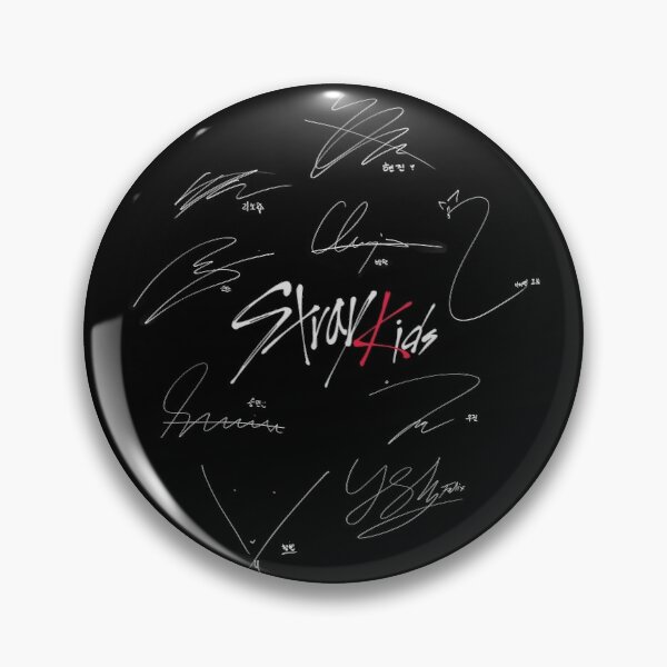 Stray Kids - Logo with Signatures (black) Pin RB0508 product Offical Stray Kids Merch