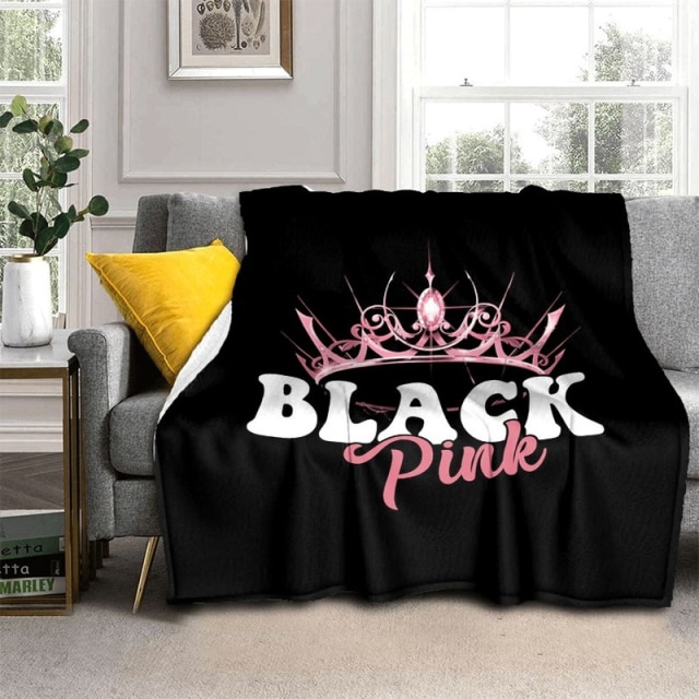 Kpop Black Pink Soft Throw Blanket Flannel Blanket Bed Throw Blanket Soft Cartoon Printed Bedspread - Stray Kids Store