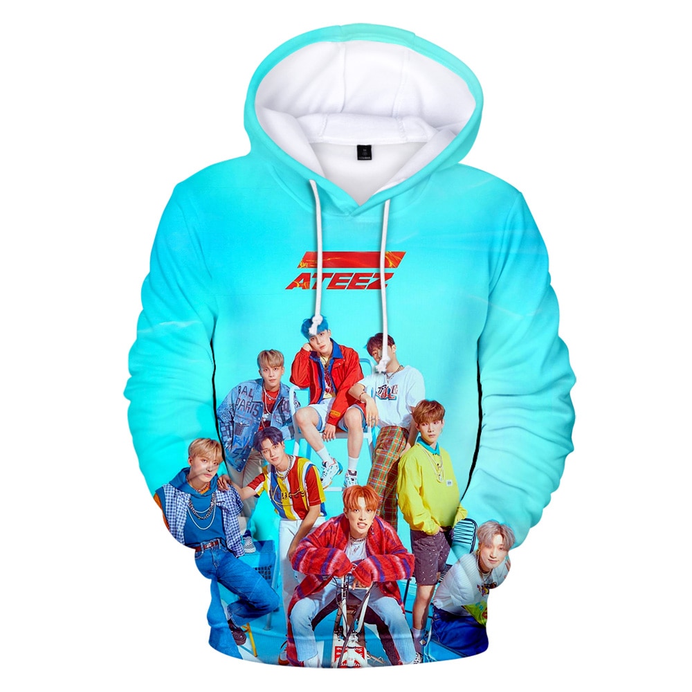 Popular idols ATEEZ 3D character print street youth hooded sweatshirt Men women Fashion new pullover O 2 - Stray Kids Store