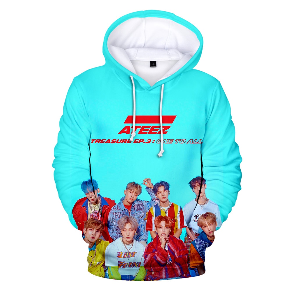 Popular idols ATEEZ 3D character print street youth hooded sweatshirt Men women Fashion new pullover O 3 - Stray Kids Store