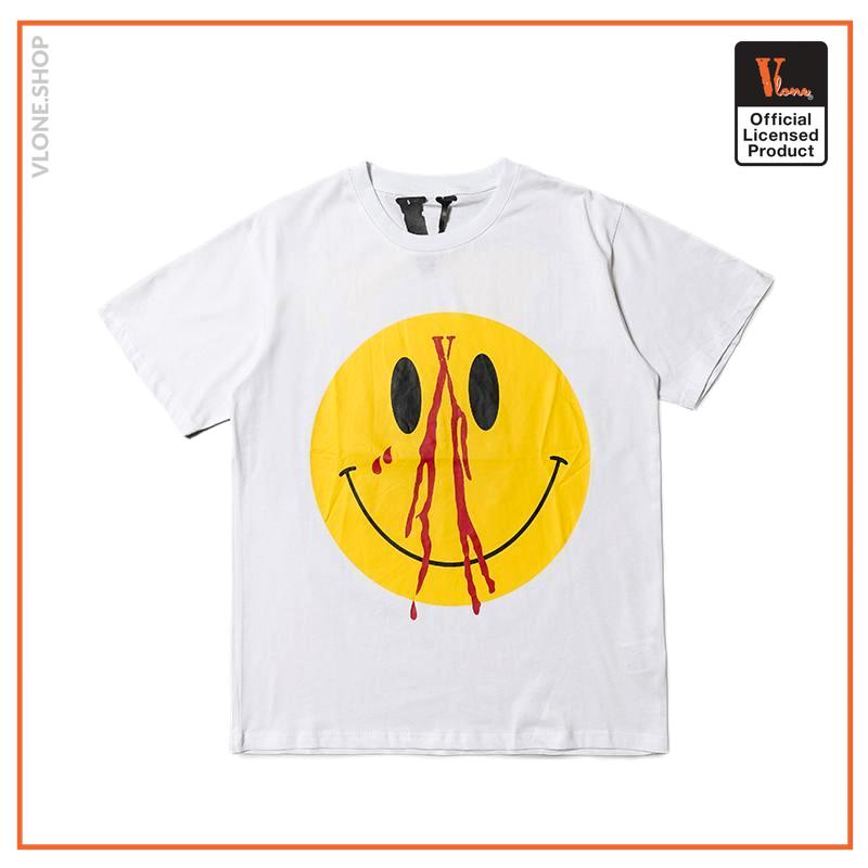 Vlone Smiley Face White Front Side - Stray Kids Store