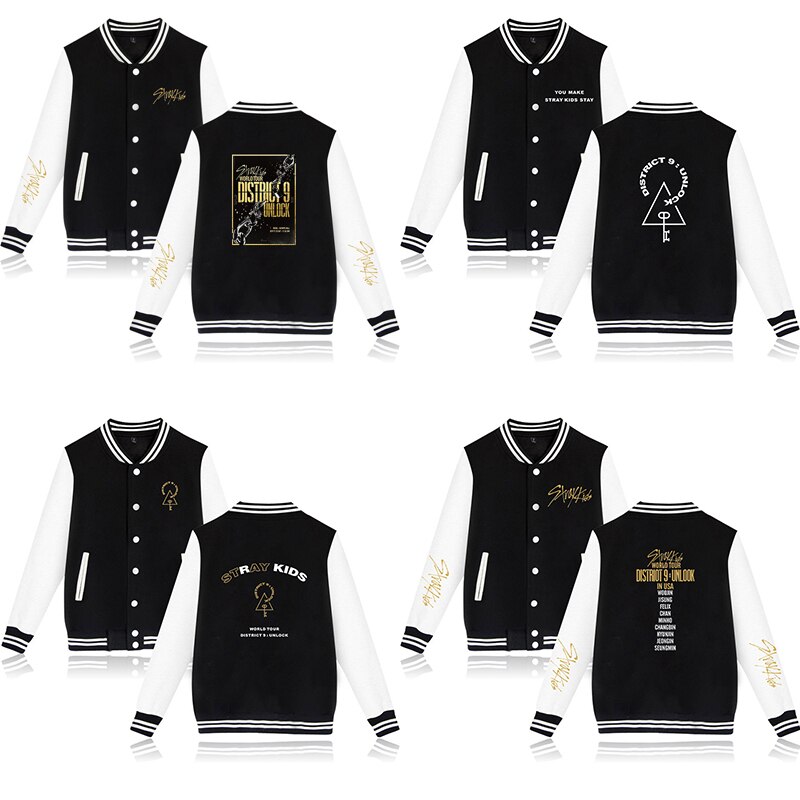 Hot Sale Stray Kids Kpop Hip Hop Baseball Jacket Coat Men Women Fashion Sweatshirt Tops Long 4 - Stray Kids Store