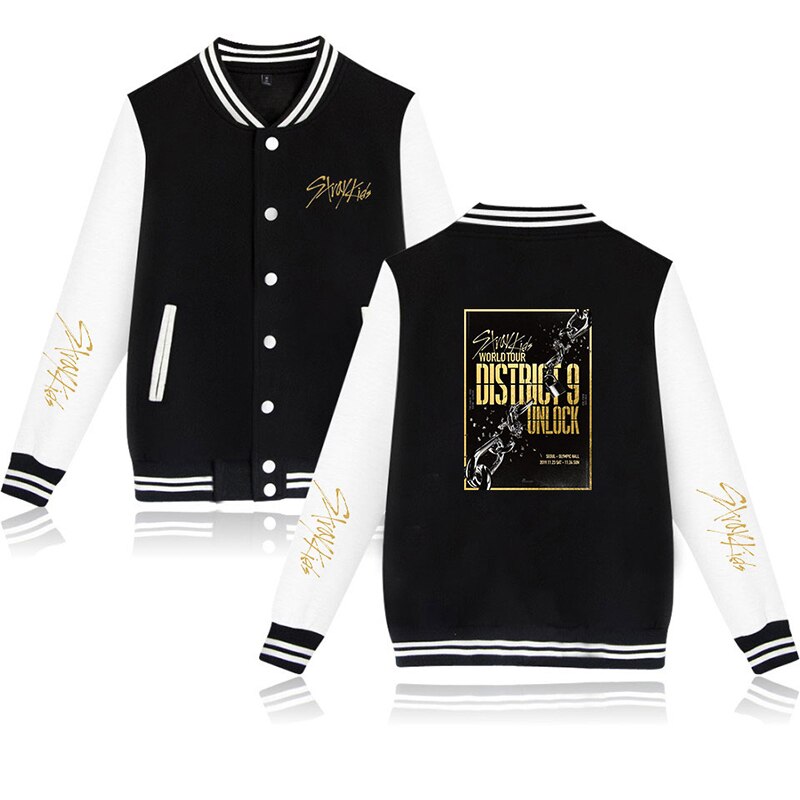 Hot Sale Stray Kids Kpop Hip Hop Baseball Jacket Coat Men Women Fashion Sweatshirt Tops Long - Stray Kids Store