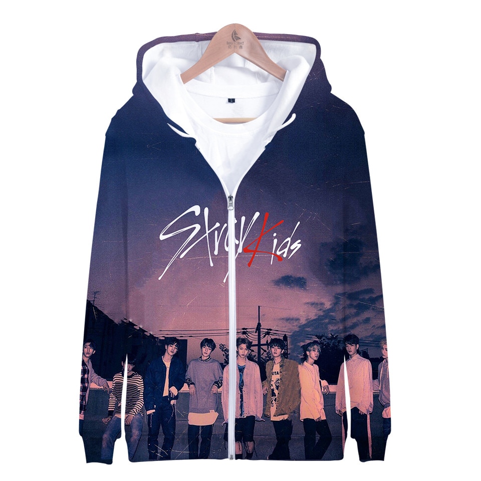 KPOP Stray Kids Concert District 9 Unlock Same Paragraph Oversized Hoodie Sweatshirt Hooded Coat Long Sleeve - Stray Kids Store