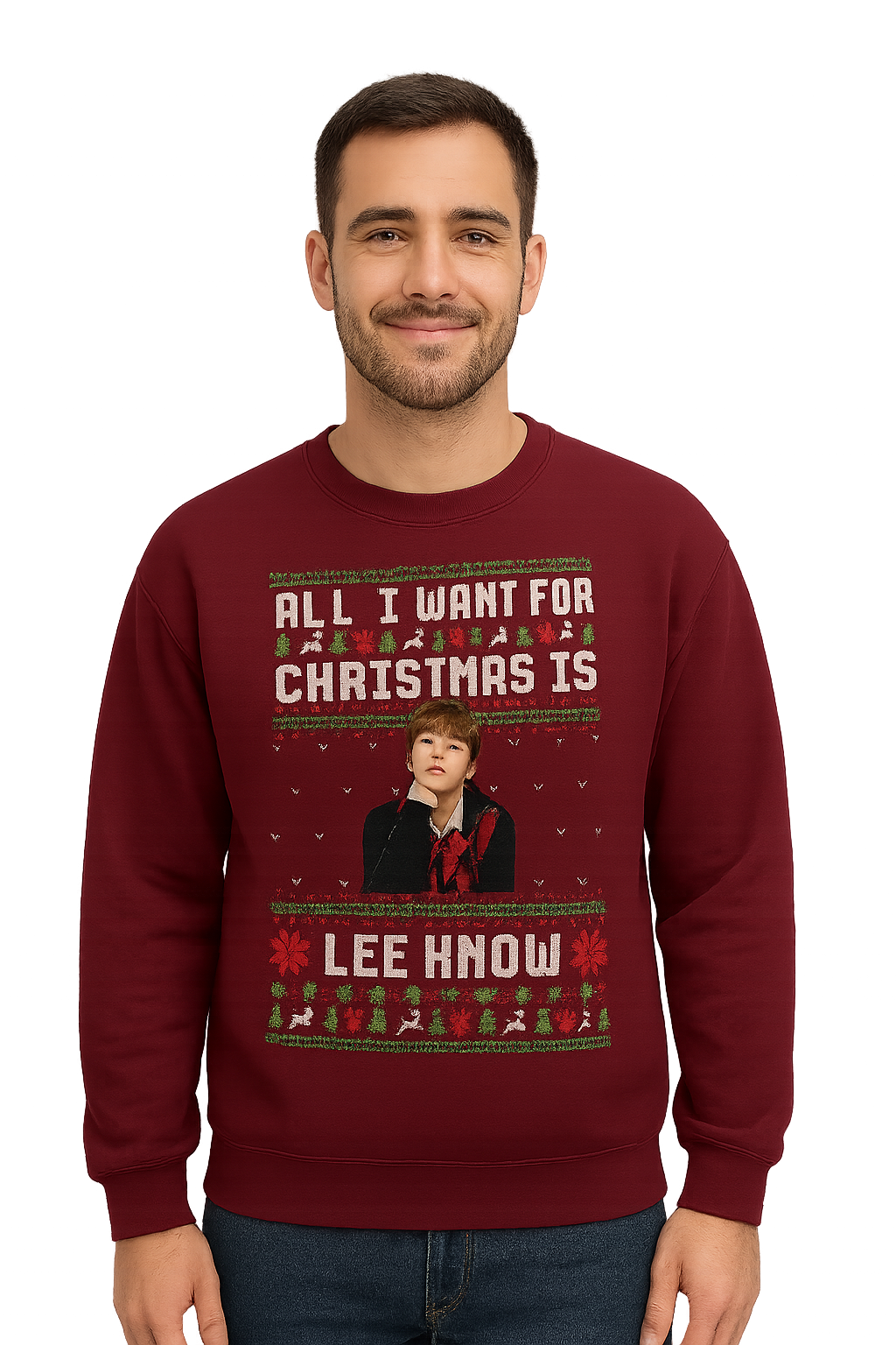 Stray Kids Lee Know Ugly Christmas Sweatshirt 2 - Stray Kids Store Stray Kids Lee Know Ugly Christmas Sweatshirt - Image 2