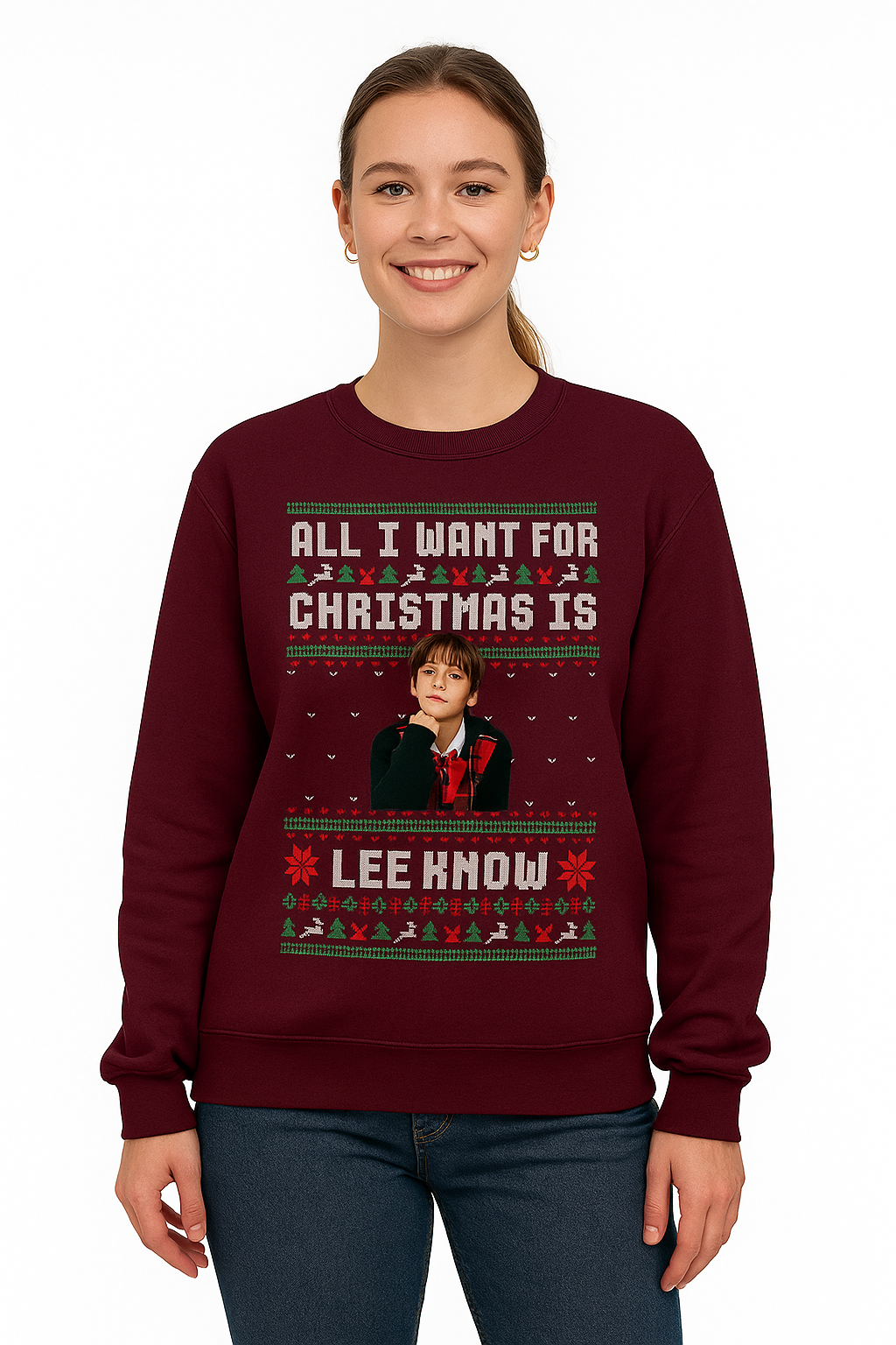 Stray Kids Lee Know Ugly Christmas Sweatshirt 3 - Stray Kids Store Stray Kids Lee Know Ugly Christmas Sweatshirt - Image 3