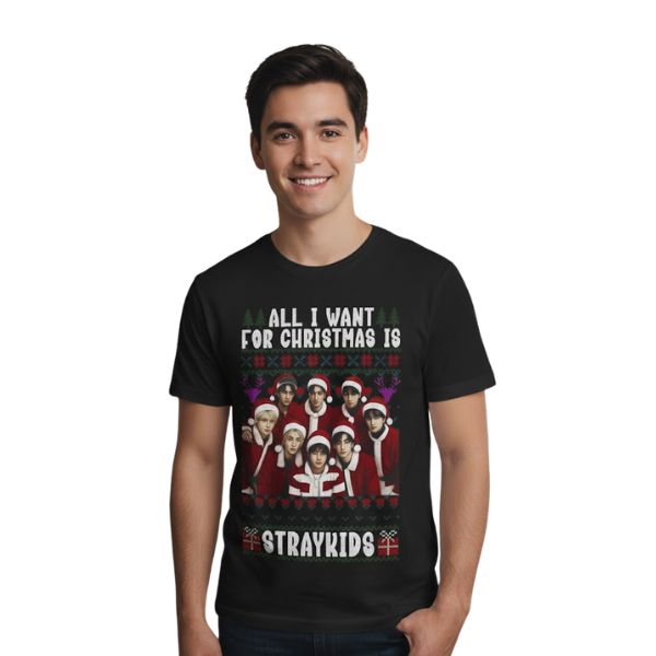 Straykids T-shirts - Merry Christmas Design T-Shirt 3 - Stray Kids Store Straykids T-shirts - Merry Christmas Design T-Shirt - Image 3