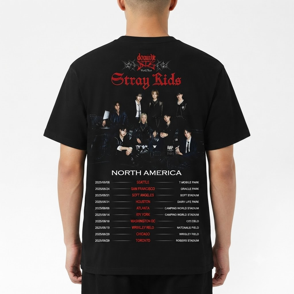 DominATE World Tour North America Dates LA2707 T-shirt 3 - Stray Kids Store DominATE World Tour North America Dates LA2707 T-shirt – Bild 3