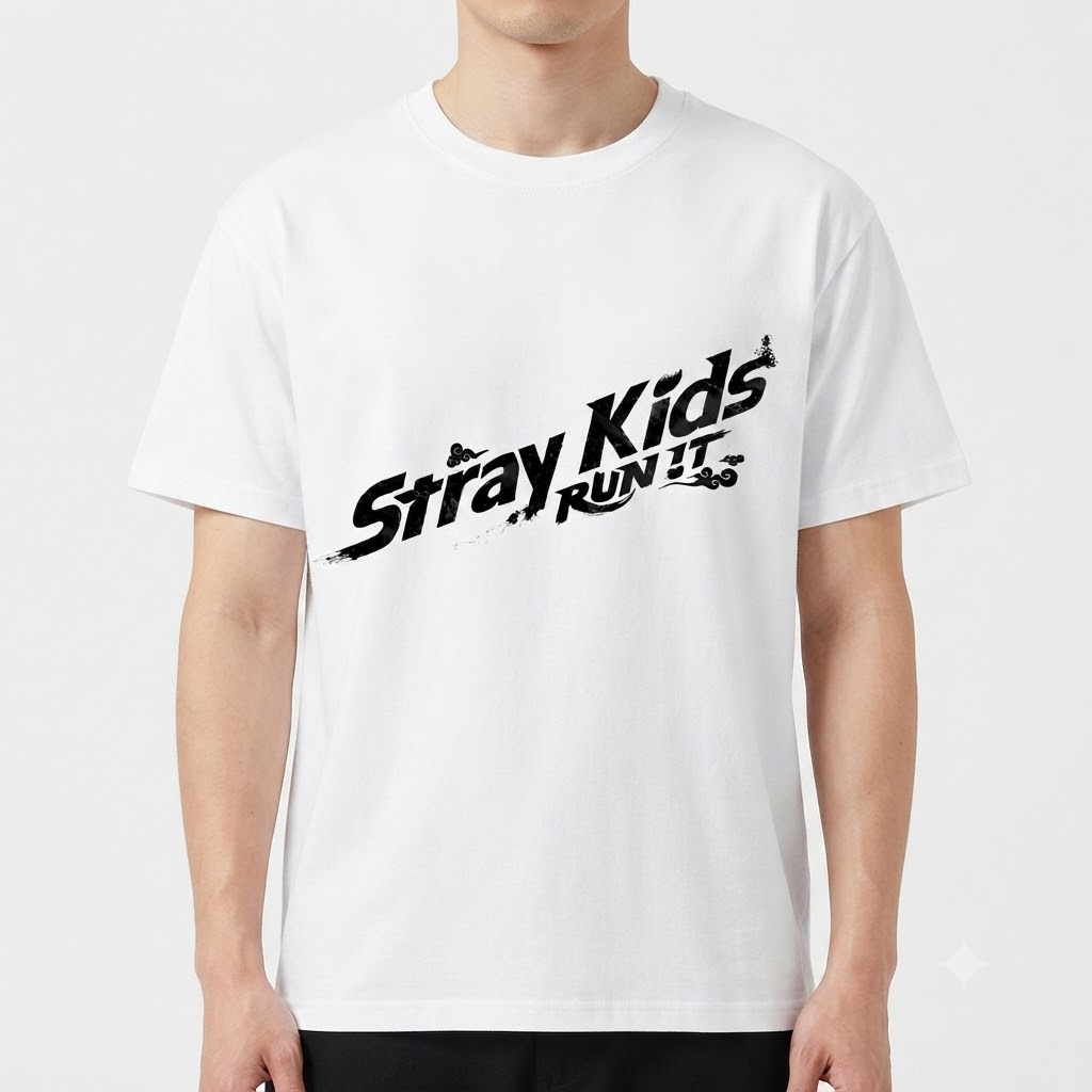 Run It Lettering LA2707 T-shirt 2 - Stray Kids Store Run It Lettering LA2707 T-shirt – Bild 2