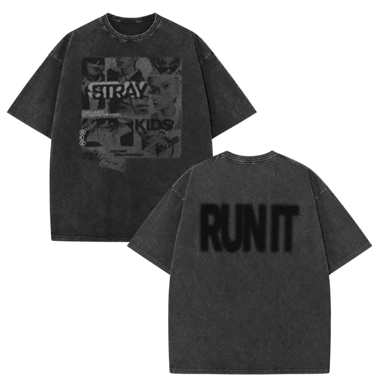 Stray Kids World Tour <RUN IT> HTCT0408 Stray Kids Washed T - Shirt 1 - Stray Kids Store Stray Kids World Tour <RUN IT> HTCT0408 Stray Kids Washed T - Shirt
